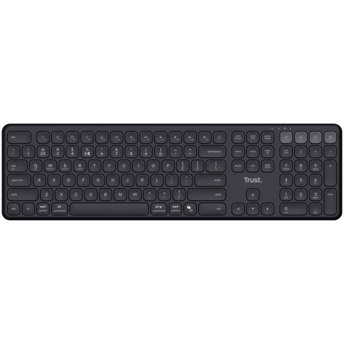 Trust Teclado Inalámbrico Vaiya Multidispositivo Compacto Tamaño Completo, Bluetooth y 2.4GHz, Batería de Larga Duración, Compatible con Windows, macOS, iOS, Android, Chrome OS